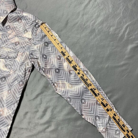 Liquid West Shirt Men Small Western Geometric Pearl Snaps Long Sleeve Button Up - Picture 5 of 12
